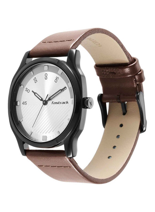 Fastrack Stunners Analogue Watch Silver Round Dial  Brown Strap for Men's - Image 3