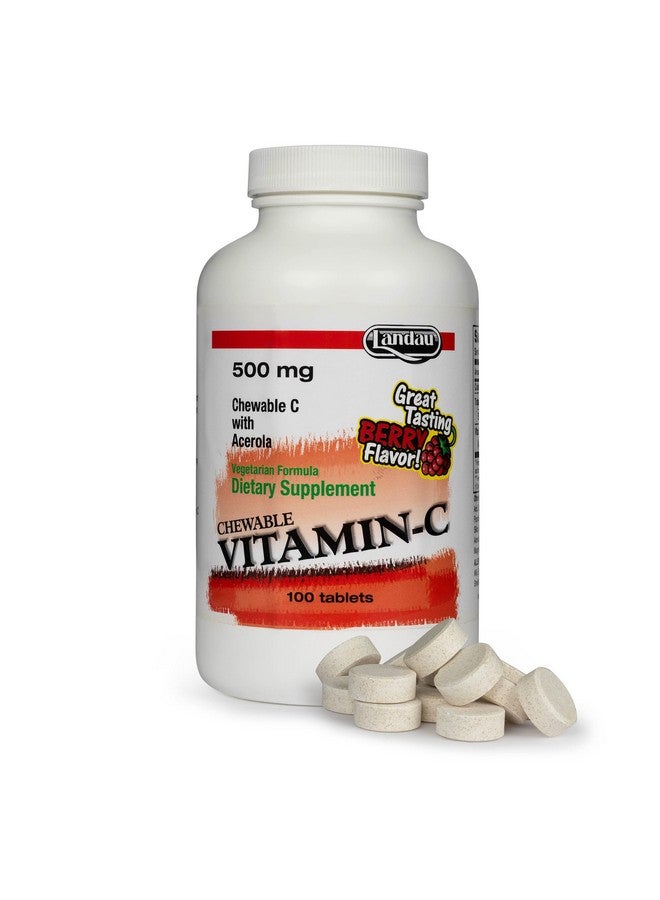 Landau 500mg Chewable Vitamin C Candy for Kids & Adults - Easy-to-Take Vitamin C Supplement with Acerola - Kosher & Made in The USA - Great Tasting Berry Flavor, 100 Tablets - Image 1