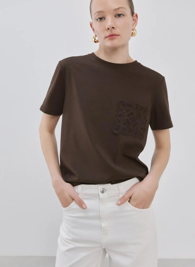 مانجو Embroidered cotton T-shirt