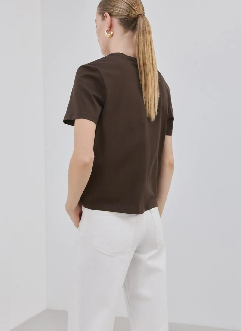 MANGO Embroidered cotton T-shirt