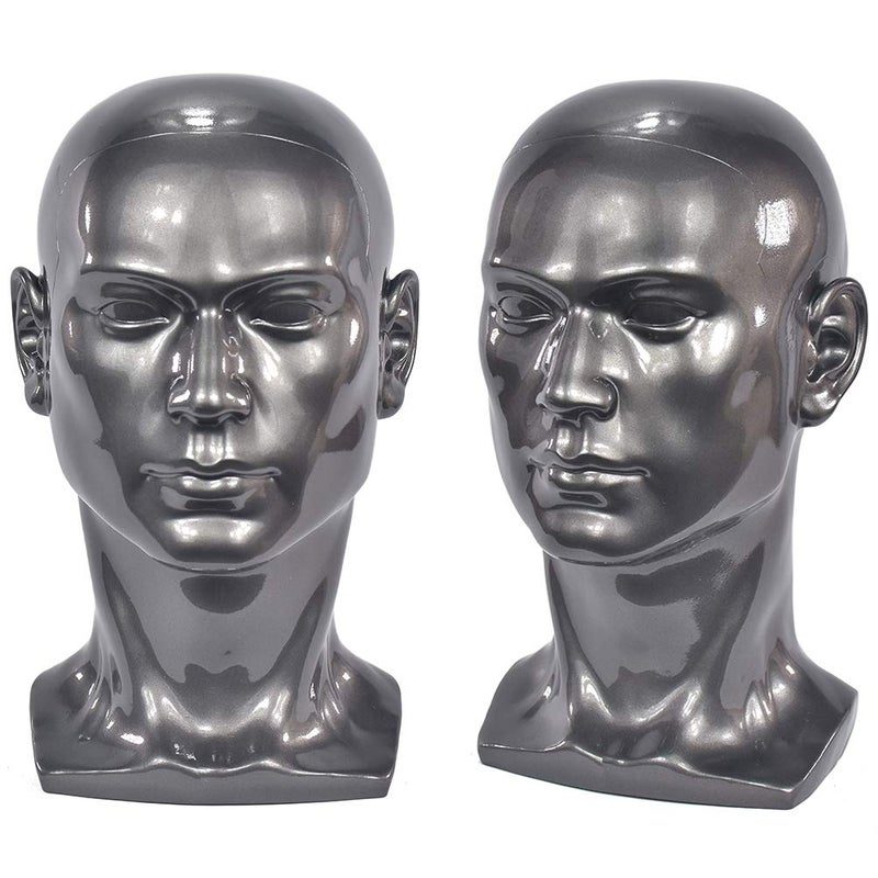 Ba Sha PVC Mannequin Head Black Male Manikin Dummy Stand Model Display Hat Scarf Wigs Hair Glasses Hat Beauty Styling Tool with Mount Hole L30HH - Image 1