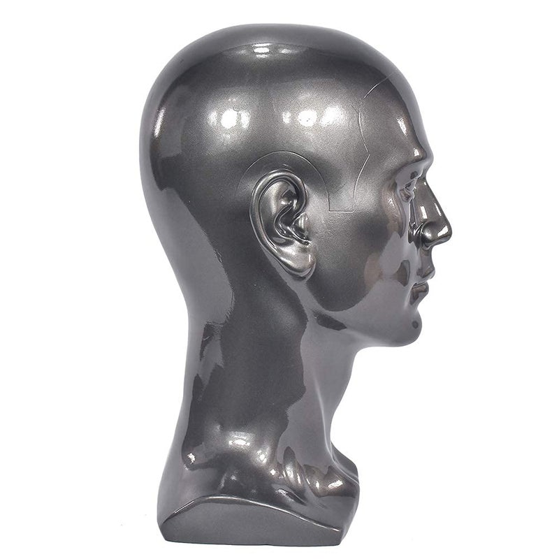Ba Sha PVC Mannequin Head Black Male Manikin Dummy Stand Model Display Hat Scarf Wigs Hair Glasses Hat Beauty Styling Tool with Mount Hole L30HH - Image 4