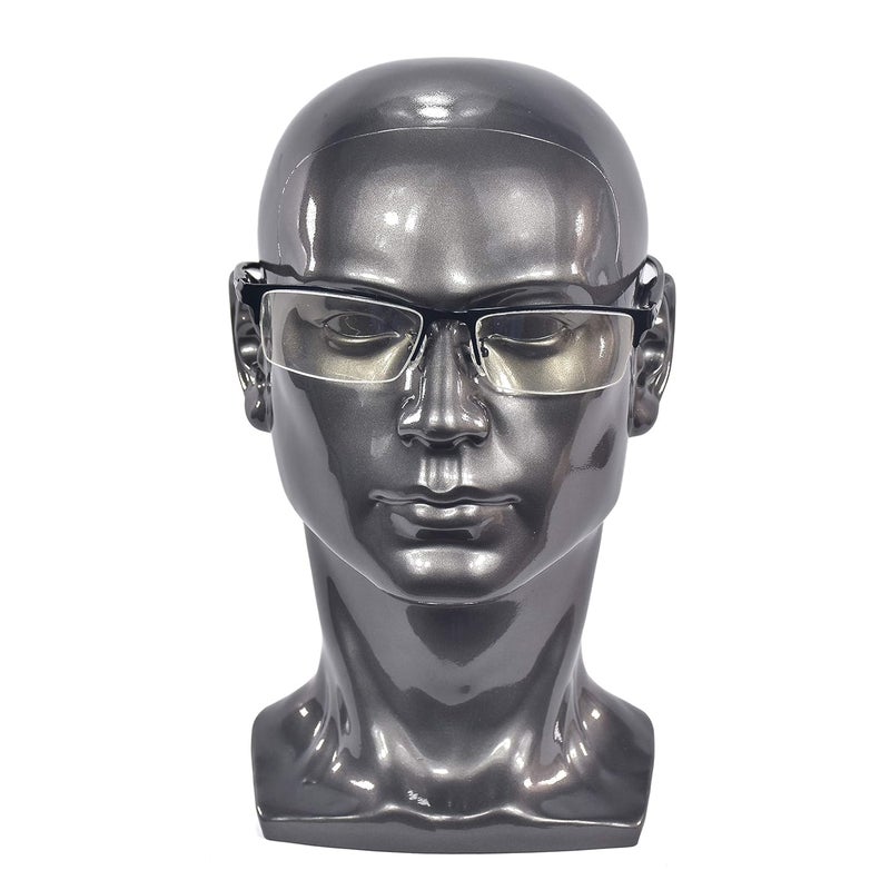 Ba Sha PVC Mannequin Head Black Male Manikin Dummy Stand Model Display Hat Scarf Wigs Hair Glasses Hat Beauty Styling Tool with Mount Hole L30HH - Image 3