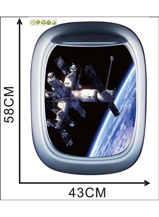 Kiddale 3D Space Capsule Window Wall Stickers Universe Outer Space Wall Decals，Peel and Stick Removable Astronaut Decal for Bedroom Living Room Kids Room Door Home Decor(Each pcs: 23" x 17") - Image 3