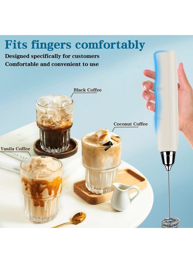 BSRGMS Milk Frother Handheld for Coffee, Electric Whisk 3 Speed Adjustable, Drink Mixer with Stainless 3 Whisks, Rechargeable Hand Frother Wand, for Latte Cappuccino Hot Chocolate Egg Beige - Image 4