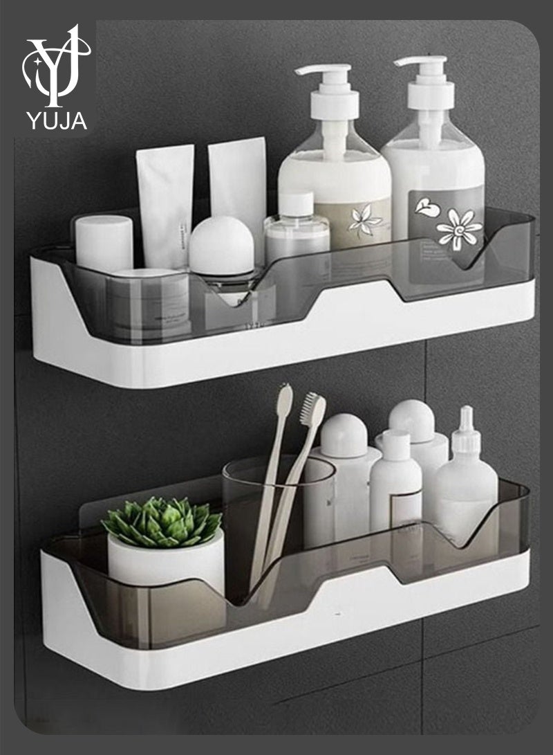 YUJA Shower Caddy Adhesive Shower Shelf for Bathroom 2 Pack: Premium Wall Mount Bathroom Organizer Shelf - No Drilling Corner Sower Organizer - Upgraded Rustproof Kitchen Storage Rack - Image 1