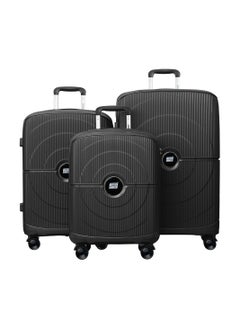 BRITISH TOURISTER 3 Piece Polypropelene Hardside Spinner Luggage Trolley Set 20/24/28 Inch Black  - Image 1