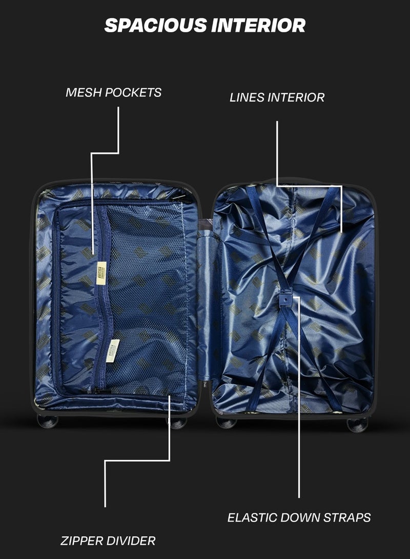 السياحية البريطانية طقم حقائب سفر صلبة من البولي بروبيلين، 3 قطع بعجلات، قفل معتمد من إدارة أمن النقل الأمريكية | خفيفة الوزن ومتينة، 20/24/28 بوصة (صغير، متوسط، كبير) - أسود - Image 5