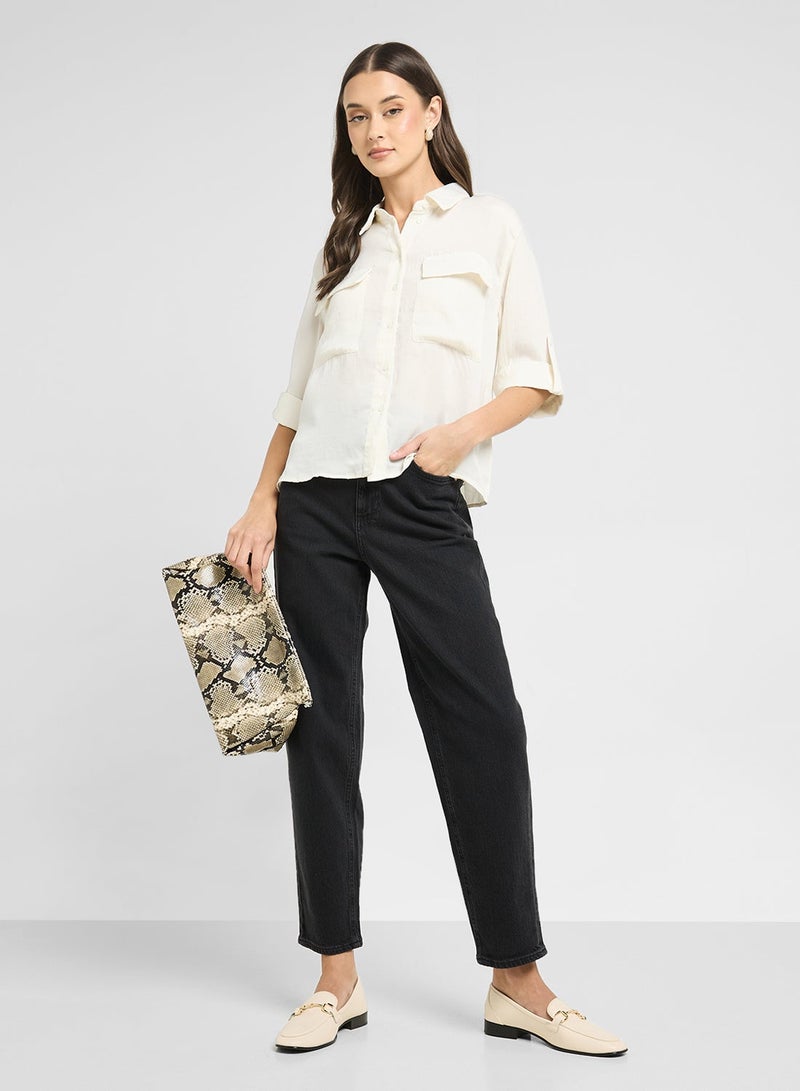 فيرو مودا قميص بجيوب بأزرار بقصة واسعة - Image 4