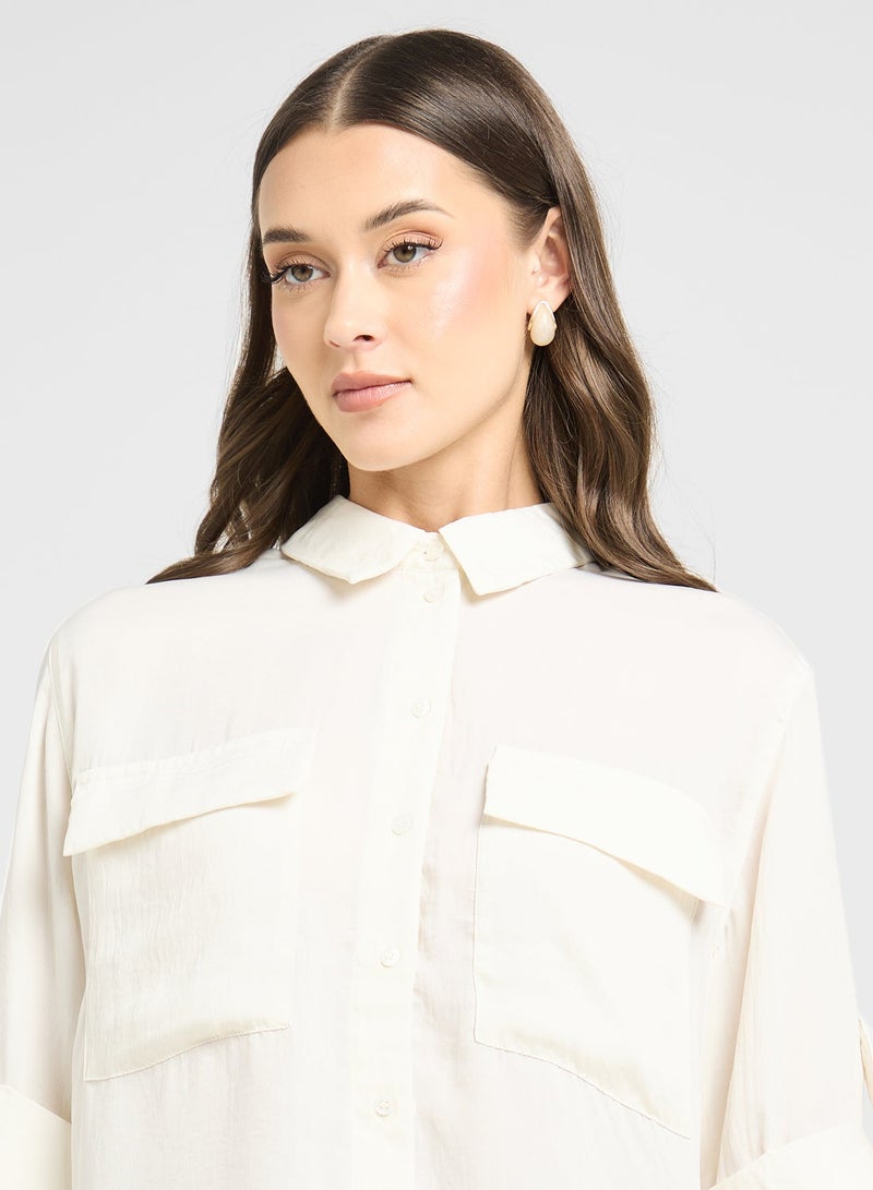 VERO MODA Pocket Detail Button Down Boxy Shirt - Image 1