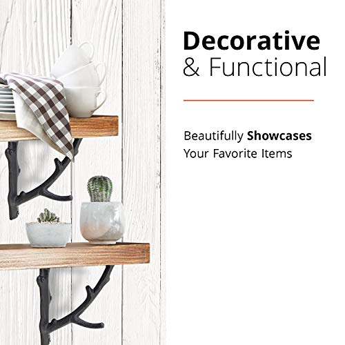 NACH Decorative Shelf Brackets, 4 Pack of 5.5 x 1.8 x 5.5 inch, Black Cast Iron Rustic Wall Mount Brackets - Metal Shelf Brackets for Wood Shelves - Image 3