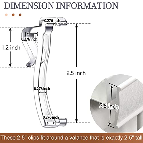 lofrcin 2.5 Inch Valance Clips, Clear Window Blind Clip for Horizontal Blinds, Fits 2.5 Inch Valance (6 PCS) - Image 5