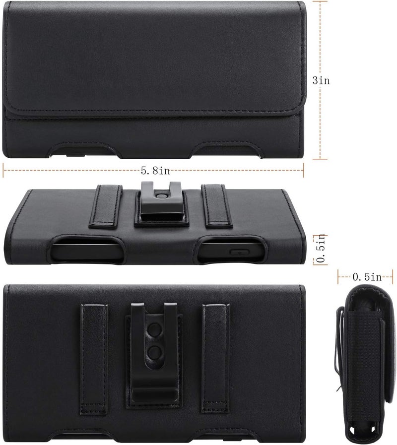 BECPLT Leather Holster Pouch with ID Card Holder, Belt Clip Case for iPhone 13 Mini, 12 Mini, 8, 7, 6s, 6, Galaxy S10e (Fit with Thin Case on) - Image 5