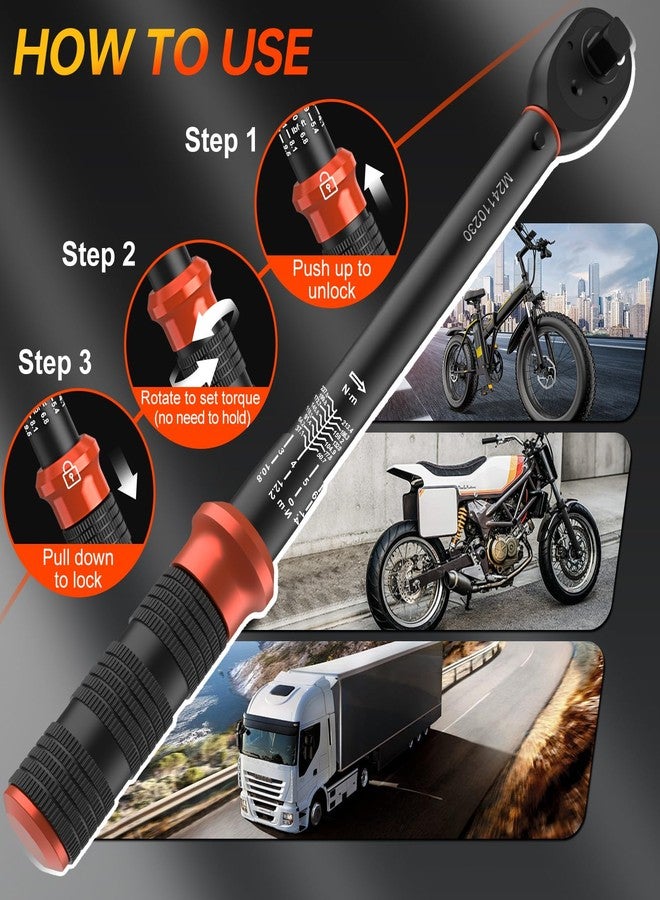 Matework Torque Wrench Set 8PCS, 1/4 3/8 1/2 inch Drive Click Torque Wrench, 10-220in.lb, 10-45ft.lb, 10-160ft.lb, 72-Tooth Dual Scale, ±3% Accuracy, with 5 Adapters for Bike, Moto, Car Repair and Maintenance - Image 4