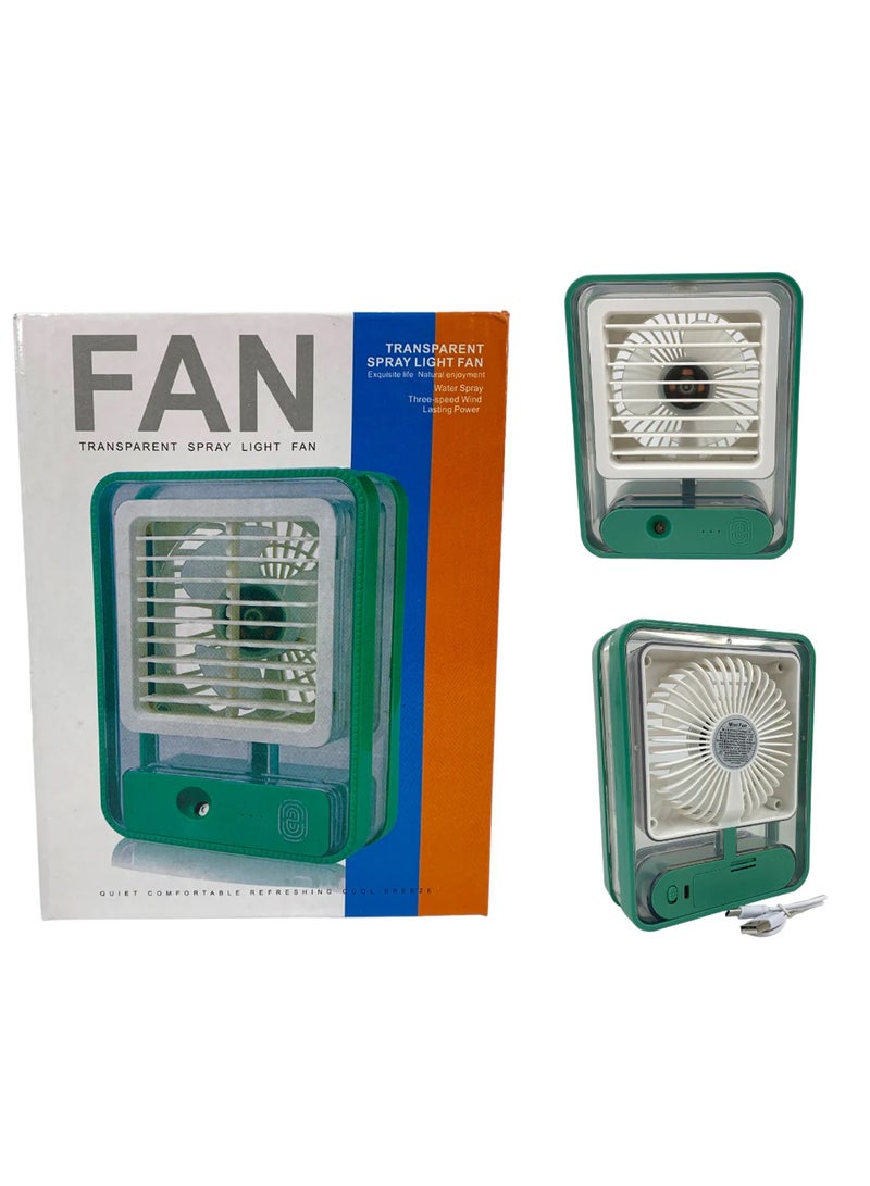 DubaiGallery Small Desk Fan with Mist Spray,LED Night Light,Electric Battery Operated Water Misting Fan,USB Rechargeable Portable Quiet Mini Desktop Table Cooling  - Image 4