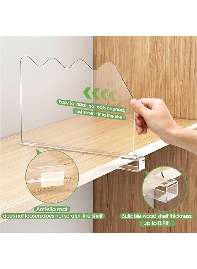 Arabest Shelf Dividers for Closet Organization, Clear Closet Shelf Divider for Clothes Purses Separators, Wood Shelves Organizer for Bedroom, Kitchen, Office, Cabinets, Bathroom, 6 Pack  - Image 4