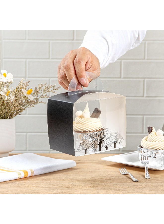 Restaurantware 5 Inch x 3.25 Inch Individual Cupcake Boxes, 100 Disposable Cupcake Display Boxes - With Handle, Tree Accent, Clear Plastic Single Cupcake Containers, For Weddings Or Birthdays  - Image 5