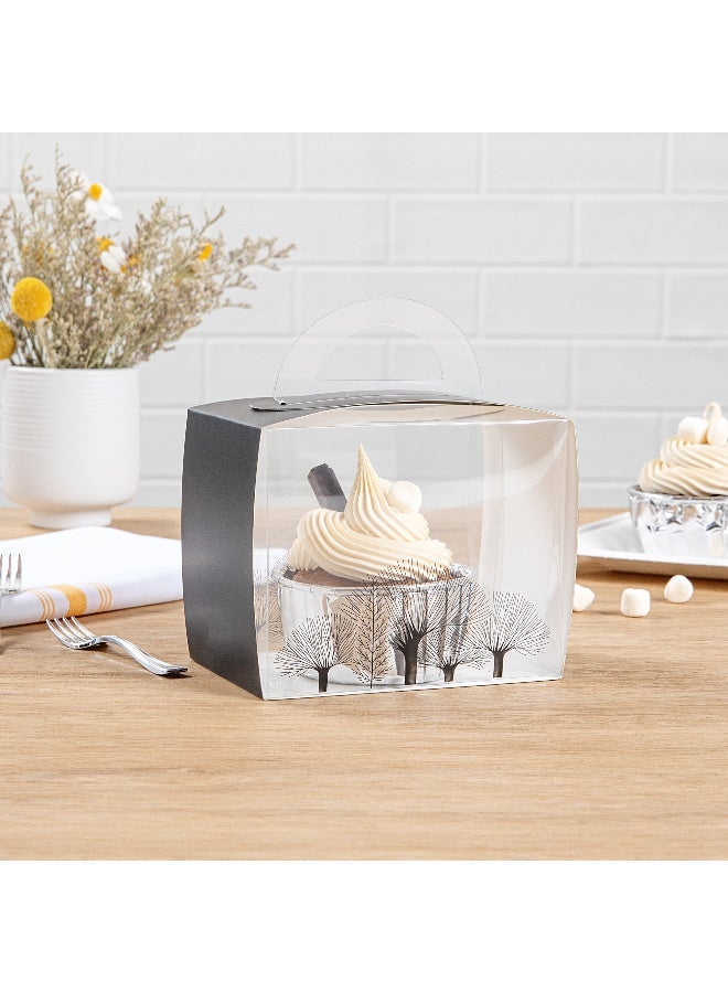 Restaurantware 5 Inch x 3.25 Inch Individual Cupcake Boxes, 100 Disposable Cupcake Display Boxes - With Handle, Tree Accent, Clear Plastic Single Cupcake Containers, For Weddings Or Birthdays  - Image 4