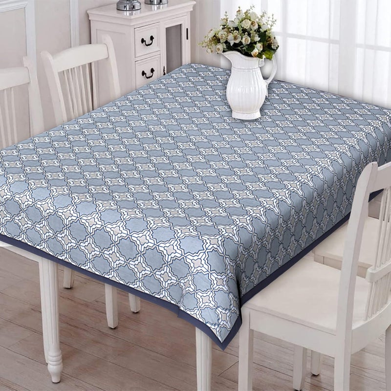 INDHOME LIFE INDHOME LIFE 100 Cotton Rectangular Dining Table Cover 4 Seater 40 inch 60 inchAbstract Pattern Jaipuri Style Cloth Protector for Tables Grey ColourSet of 1 pcs - Image 1