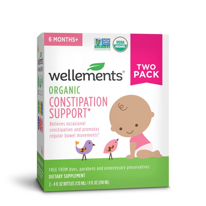 wellements Organic Baby Constipation Support Relieves Occasional Constipation for Infants & Toddlers, No Harsh Laxatives, USDA Certified Organic, 4 Fl Oz (Pack of 2), 6 Months + - Image 1