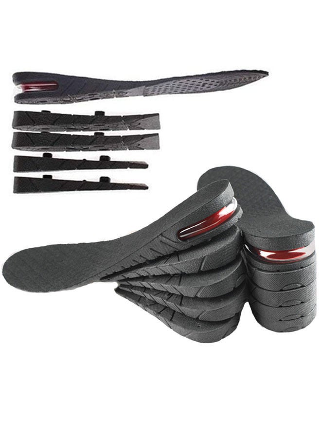 5 Layers Height Increase Insole Orthotic Foot Care Heel Shoe Lifts Inserts with Air Cushion for Men Women Soft Adjustable Shoe Insert Lift Kit Increase 9CM Size: 35-44 Black - Image 1