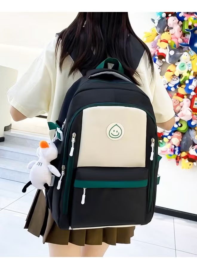 Student Backpack, 5-Piece Backpack Set with Cute Bear Accessories - School Bag, Shoulder Bag, Tote Bag, Pencil Case and Pouch - Perfect for Student Back to School Supplies (Black) - Image 3