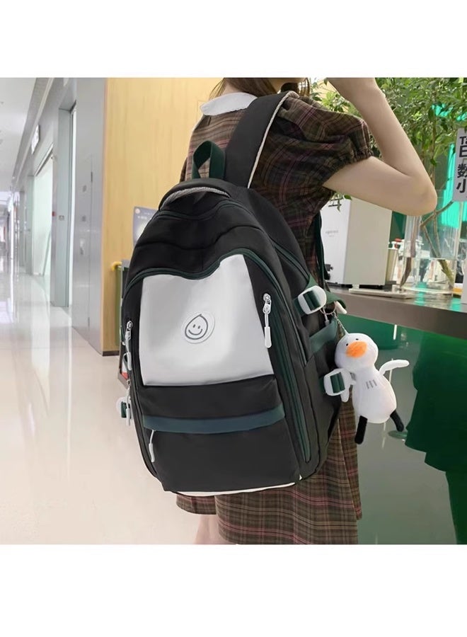 Student Backpack, 5-Piece Backpack Set with Cute Bear Accessories - School Bag, Shoulder Bag, Tote Bag, Pencil Case and Pouch - Perfect for Student Back to School Supplies (Black) - Image 5