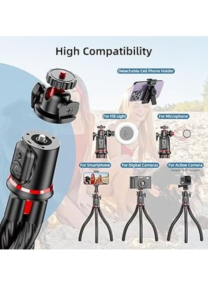 JAJEEK Flexible Camera Tripod – Extendable Cell Phone Tripod Stand with Wireless Remote, 360° Rotation, Adjustable Height, Sturdy Design – Perfect for Vlogging, Photography, and Video Recording  - Image 2