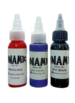 Tattoo Ink Set 3 Fire Red Lavander And Black