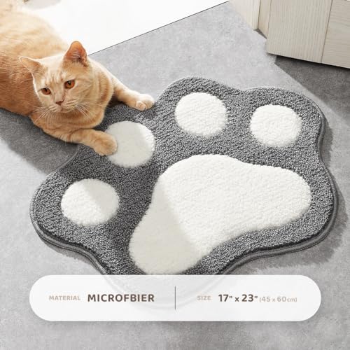 Molesun Paw Shaped Bath Mat, Cute Bathroom Rug Non-Slip, Soft Microfiber Water Absorbent Thick Shower Rug, Machine Washable Bath Rug for Bathroom Bedroom, Gray, 17x23 - Image 2
