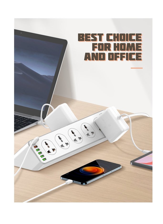LDNIO - SC10610  Smart Fast Charging Power Strip 10 AC Socket And 5 USB Port  30W (PD / QC3.0 / AUTO-ID output ) – 2M Power Cord Extension – Output 2500W | White - Image 1