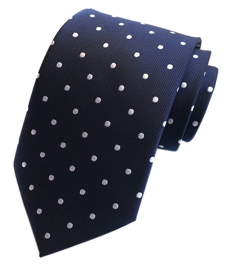Secdtie Men's Polka Dot Silk Ties Jacquard Woven for Wedding Party Business (One Size, Navy Blue(White Dot)) - Image 4