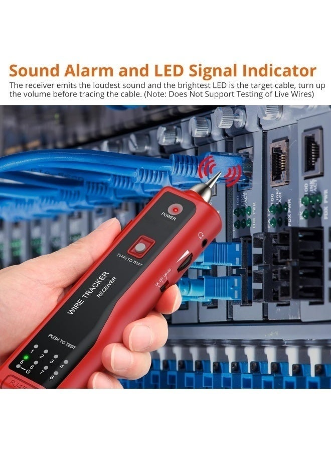 Reacon Wire Tracker RJ11 RJ45 Finder Ethernet LAN Multifunction Toner Tracer Network Cable Collation Telephone Line Tester Continuity Checking (Red) - Image 5