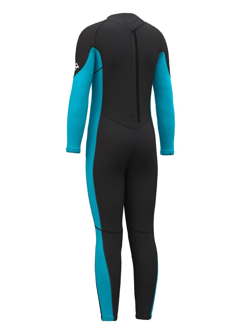 Hevto Wetsuits Kids 3/2mm Neoprene Full Wet Suit Thermal Children Boy Youth Girl for Swimming Water Sports (K01-Blue, 6) - Image 2