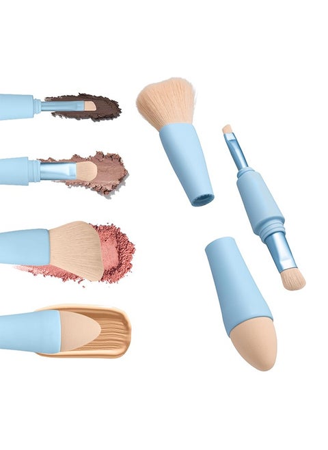 4-in-1 Double Ended Makeup Brush, Portable Travel Detachable Makeup Brushes, Multifunctional Makeup Brush Foundation Powder Concealing Brush for Women and Girls, Makeup Applicator Tool