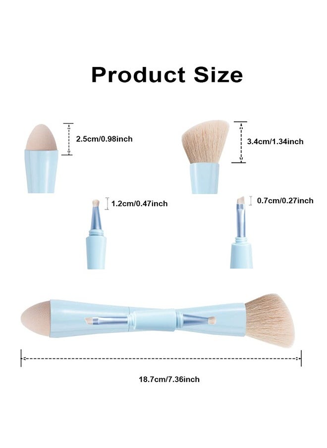 4-in-1 Double Ended Makeup Brush, Portable Travel Detachable Makeup Brushes, Multifunctional Makeup Brush Foundation Powder Concealing Brush for Women and Girls, Makeup Applicator Tool
