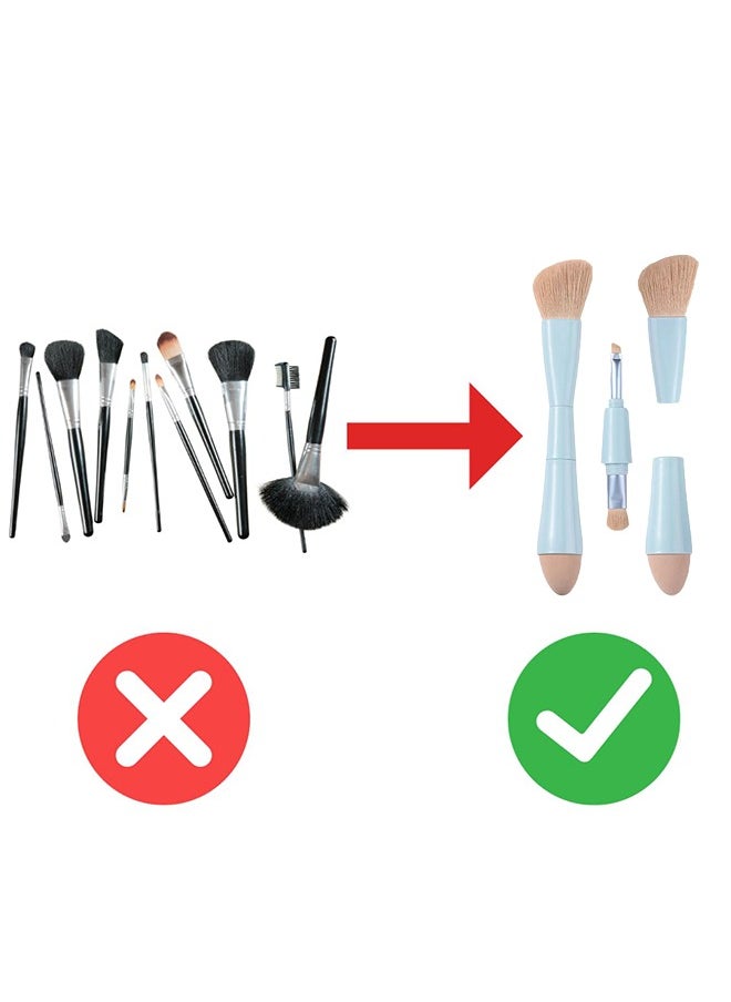 4-in-1 Double Ended Makeup Brush, Portable Travel Detachable Makeup Brushes, Multifunctional Makeup Brush Foundation Powder Concealing Brush for Women and Girls, Makeup Applicator Tool