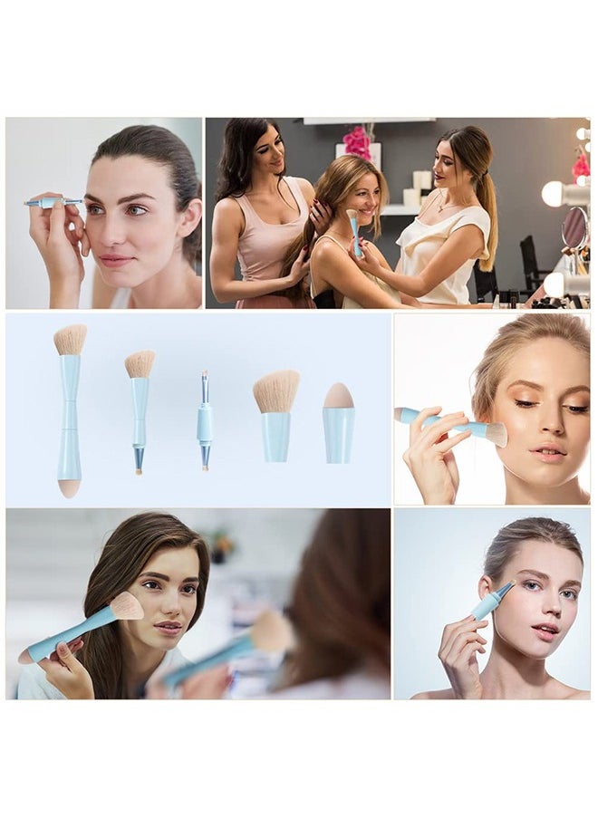 4-in-1 Double Ended Makeup Brush, Portable Travel Detachable Makeup Brushes, Multifunctional Makeup Brush Foundation Powder Concealing Brush for Women and Girls, Makeup Applicator Tool