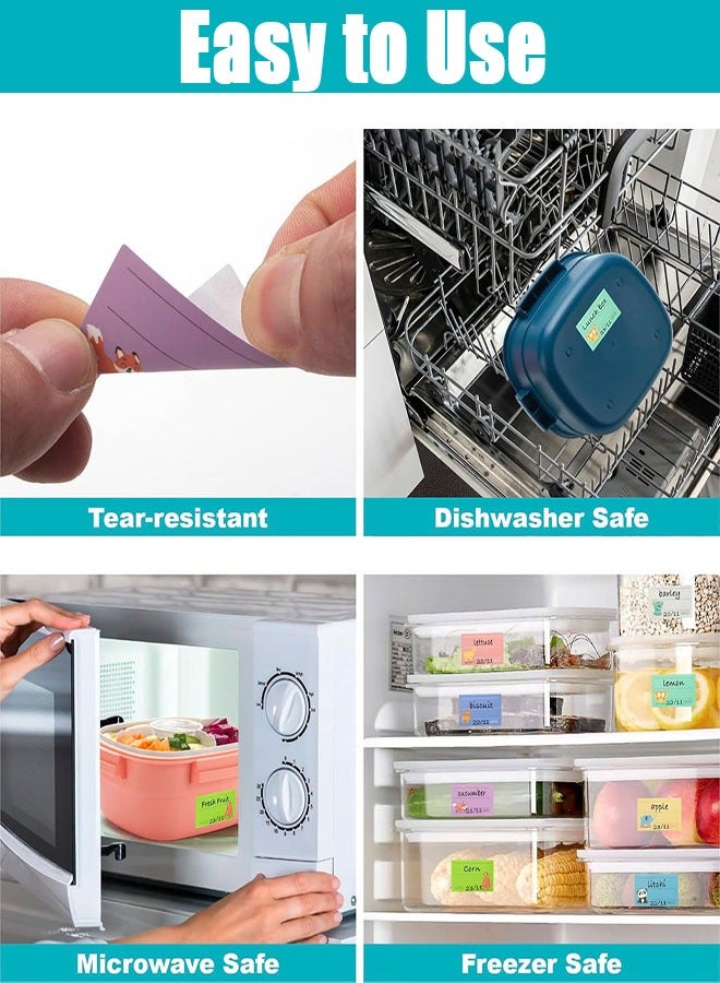 ملصقات زجاجات الرضاعة مع قلم، 10 أوراق (200 ملصق) ملصقات أسماء ذاتية اللصق قابلة للكتابة ومقاومة للماء ملصقات بتصميمات حيوانات  لحاويات أغذية الأطفال، حليب الأم، صناديق الغداء، التنظيم - Image 3