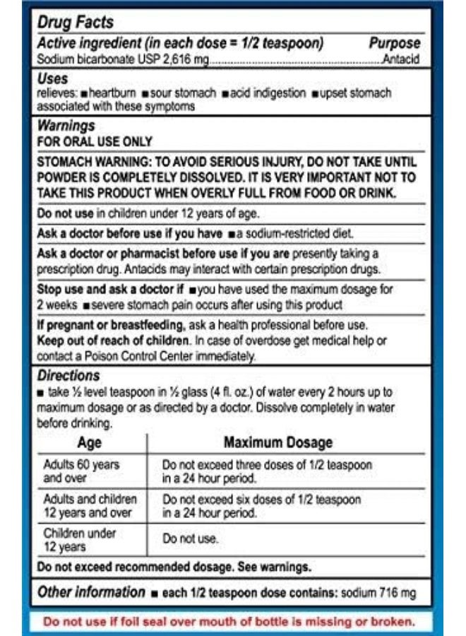 De La Cruz De La Cruz Pure Sodium Bicarbonate - USP Grade Bicarbonate of Soda Pure Baking Soda Aluminum Free Antacid Powder for Heartburn & Indigestion - 8 OZ - Image 2