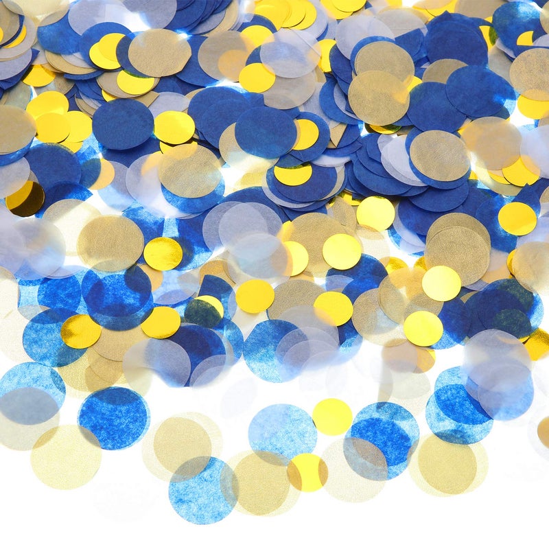 TecUnite Round Tissue Paper Table Confetti Dots for Wedding Birthday Party Decoration 176 ozBlue Gold Confetti25 cm