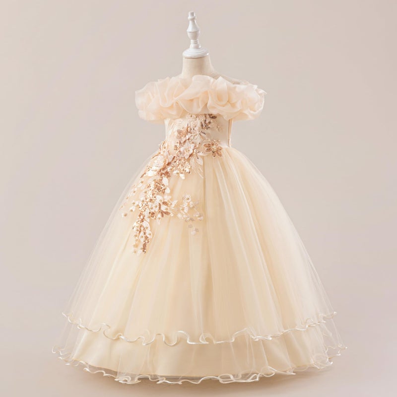 Kidinix Flower Girl Dresses Lace Embroidery Off The Shoulder Tulle Dress Communion Pageant Wedding Dance Gown - Image 2
