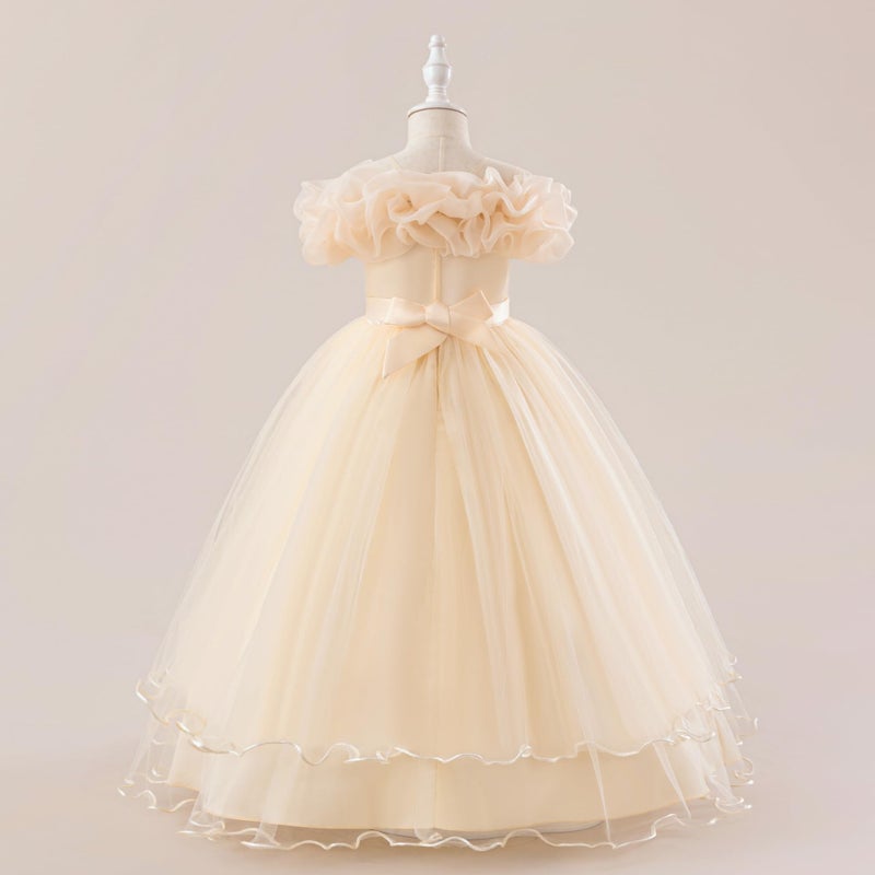 Kidinix Flower Girl Dresses Lace Embroidery Off The Shoulder Tulle Dress Communion Pageant Wedding Dance Gown - Image 3