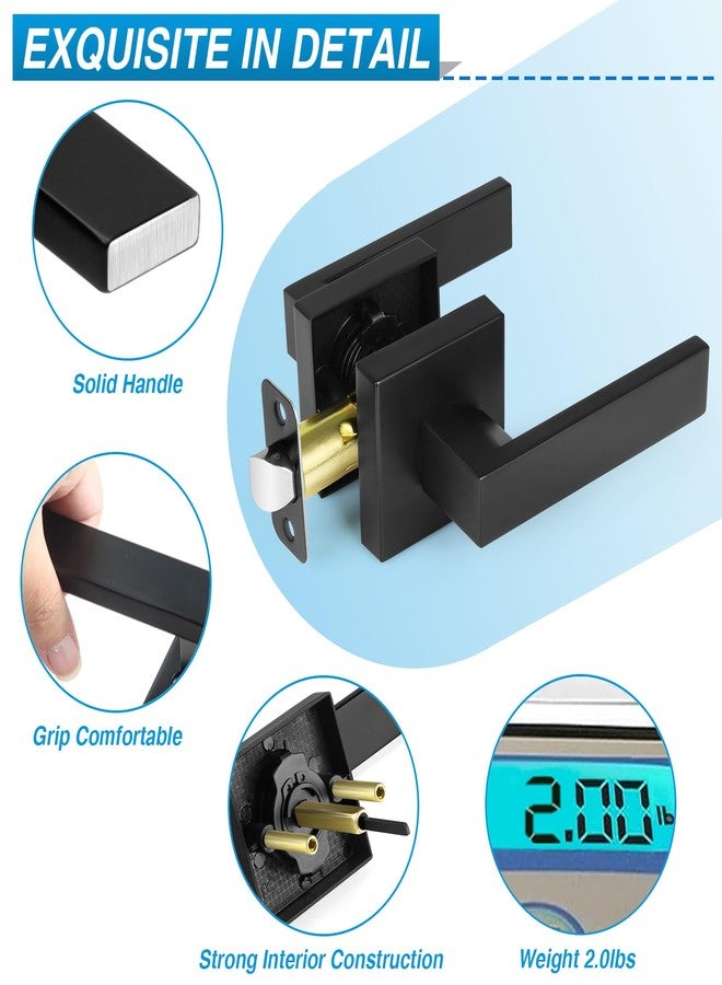 Plustool 5 Pack Matte Black Door Handles, Passage Door Levers for Hall & Closet, Interior Door Knobs Heavy Duty Square Non-Locking Handlesets (2.0lb), Reversible for Left & Right Sided Doors - Image 2
