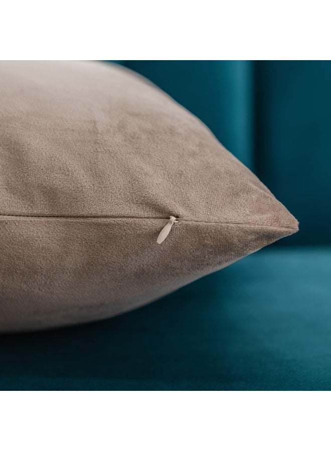 DEZENE Decorative Pillow Covers 12x20 Taupe: 2 Pack Cozy Soft Velvet Rectangular Throw Pillow Cases for Farmhouse Home Decor - Image 2