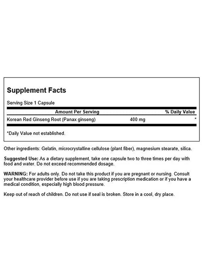 SWANSON جذر الجينسنغ الكوري الأحمر الكامل من سوانسون 400 ملليغرام 90 كبسولة (عبوتان) - Image 2