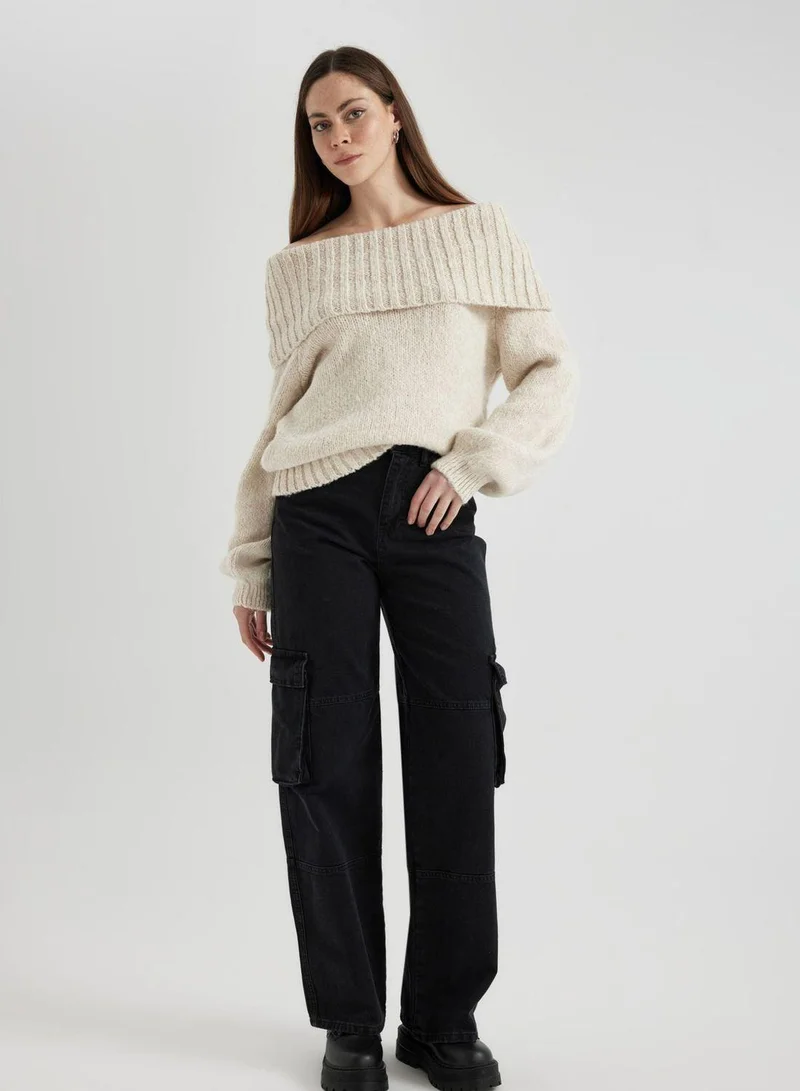 DeFacto  Woman Straight Fit Cargo High Waist Jeans  | Best Price UAE