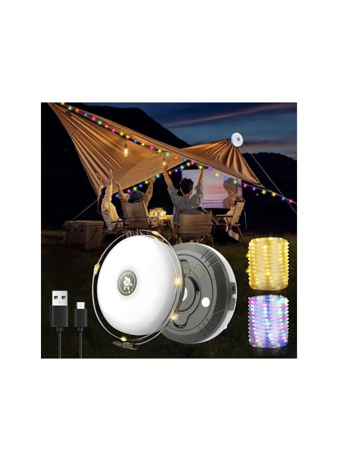 The Bros أضواء خيمة بطول 10م/33قدم للداخل والخارج 2 في 1 قابلة للتدوير أضواء خيمة سحرية قابلة للشحن مقاومة للماء LED للزينة، التخييم، الحفلات والمهرجانات (متعددة الألوان) - Image 2