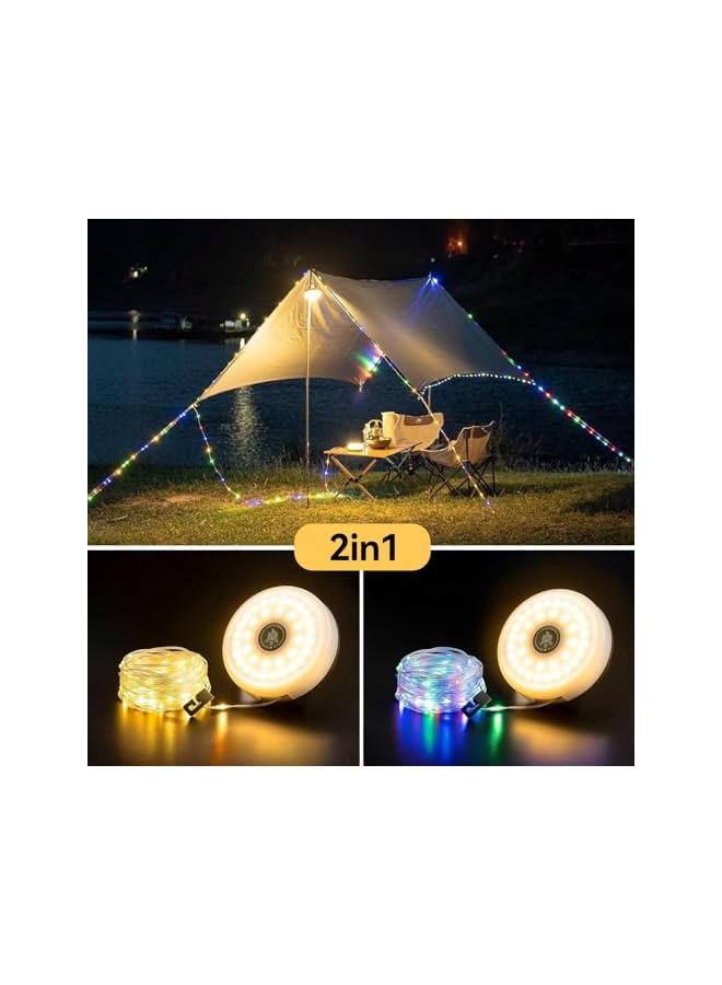 The Bros أضواء خيمة بطول 10م/33قدم للداخل والخارج 2 في 1 قابلة للتدوير أضواء خيمة سحرية قابلة للشحن مقاومة للماء LED للزينة، التخييم، الحفلات والمهرجانات (متعددة الألوان) - Image 3