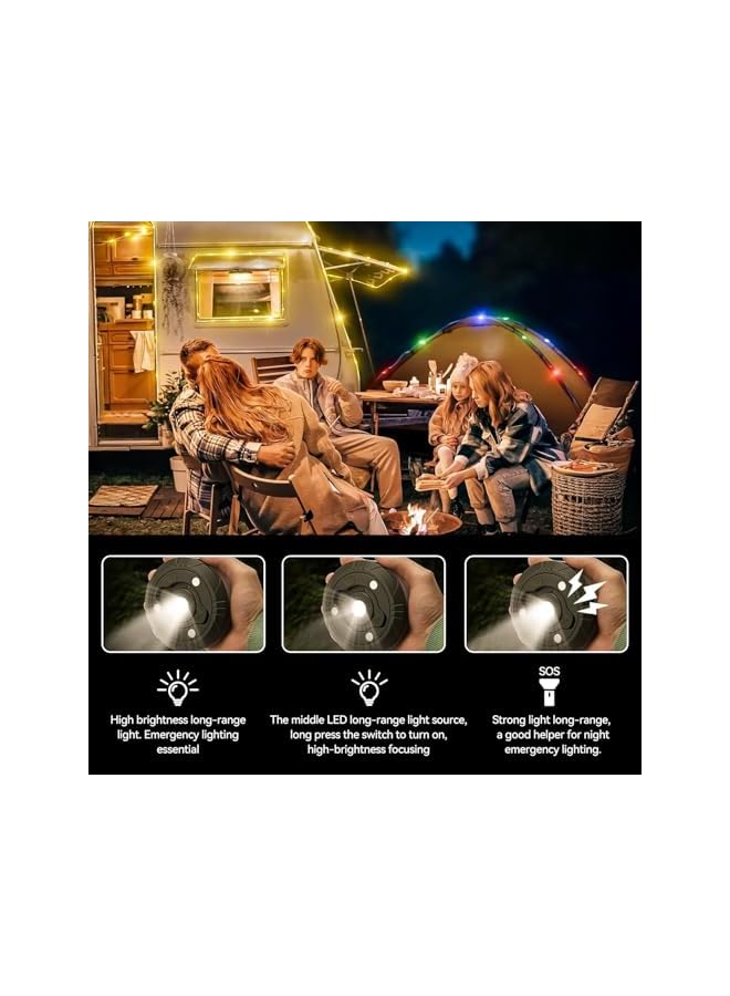 The Bros أضواء خيمة بطول 10م/33قدم للداخل والخارج 2 في 1 قابلة للتدوير أضواء خيمة سحرية قابلة للشحن مقاومة للماء LED للزينة، التخييم، الحفلات والمهرجانات (متعددة الألوان) - Image 5